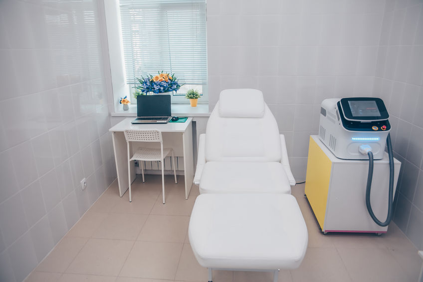 Professional laser hair removal clinics are clean, organized with modern machinery.